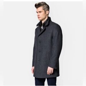 Italian wool blend retro Men coat jacket heather charcoal